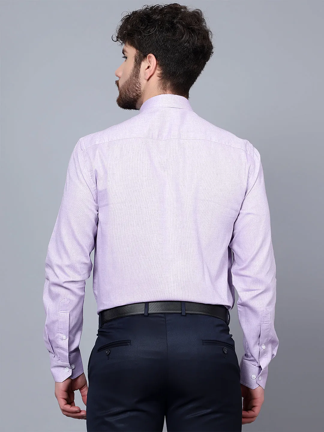 Men's Light Purple Formal Self textured Full Sleeve Shirt