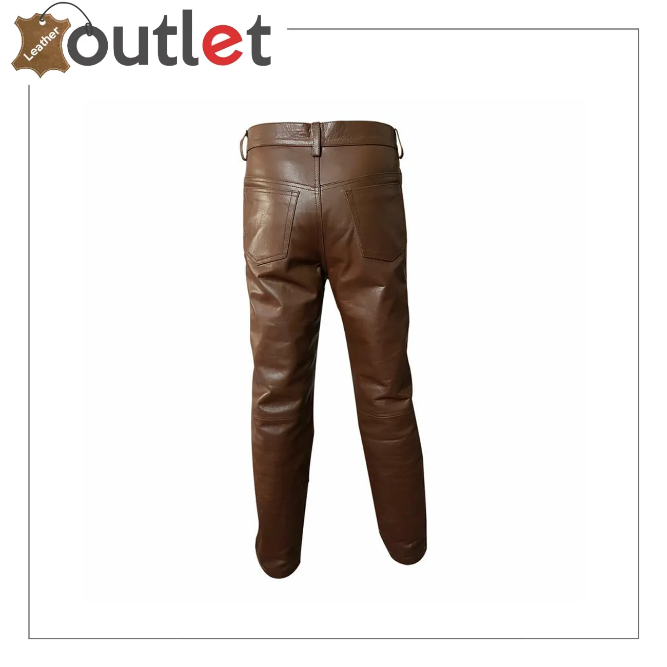 Men's real cowhide leather pant brown