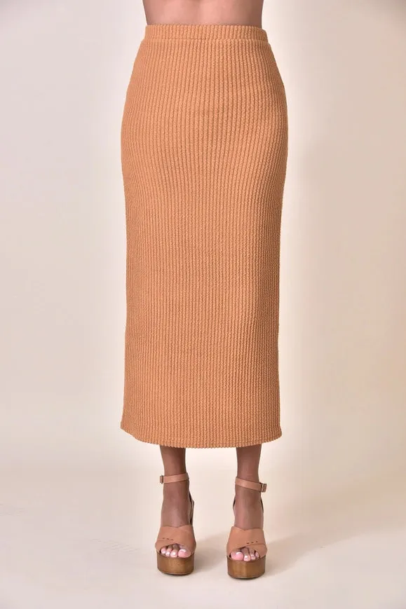 Minimalist Modest Textured High Waisted Maxi Skirt