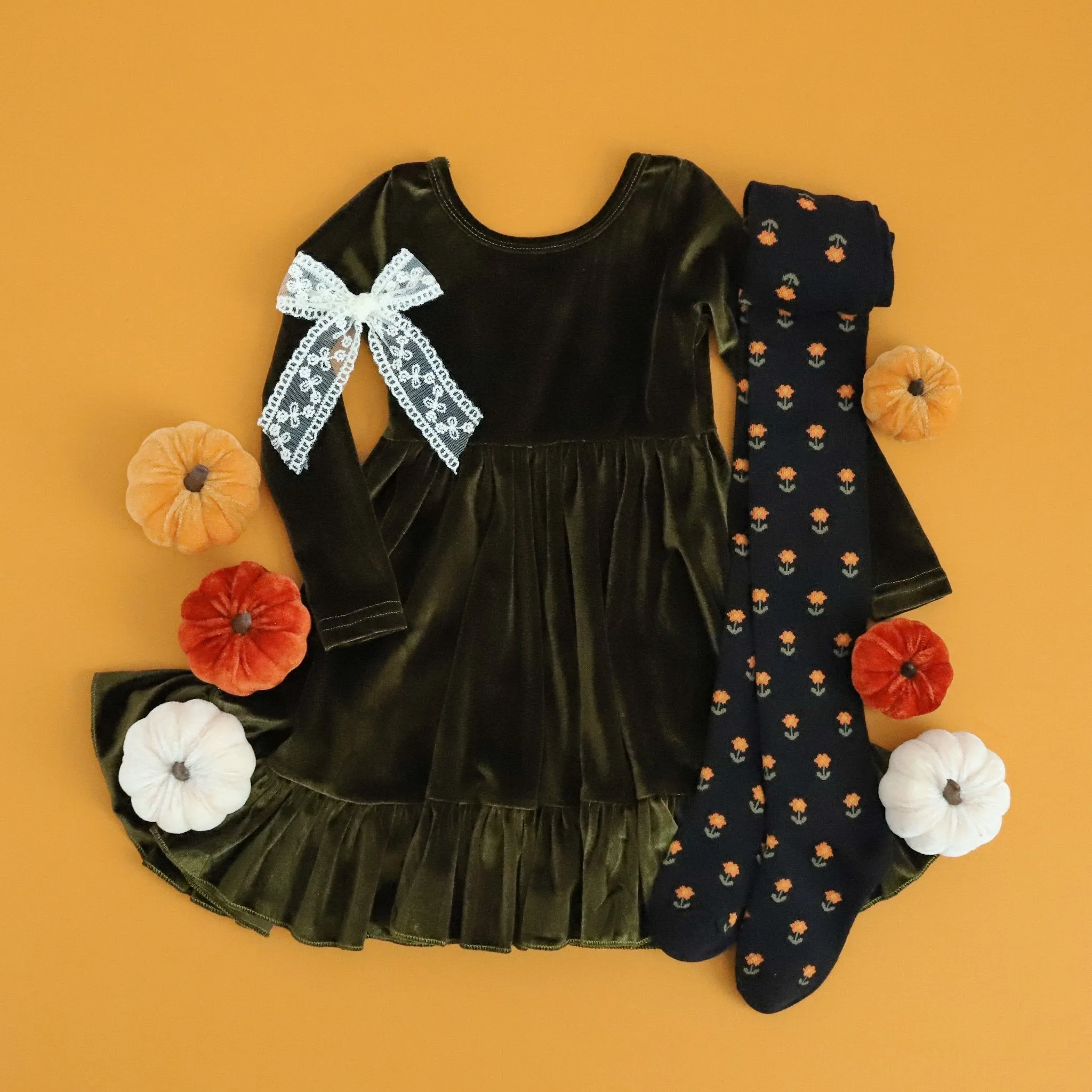 Moss Velvet Charm Dress