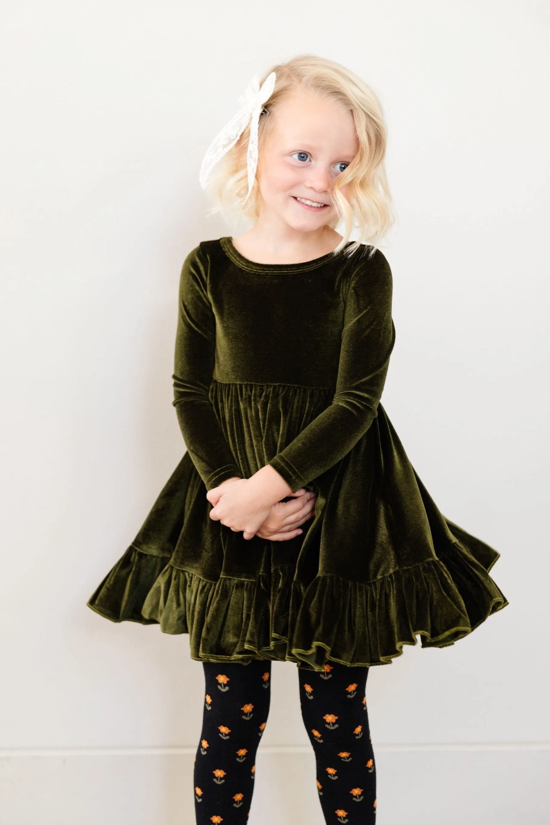 Moss Velvet Charm Dress