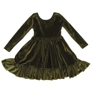 Moss Velvet Charm Dress