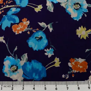 Navy Large Floral Cotton Print