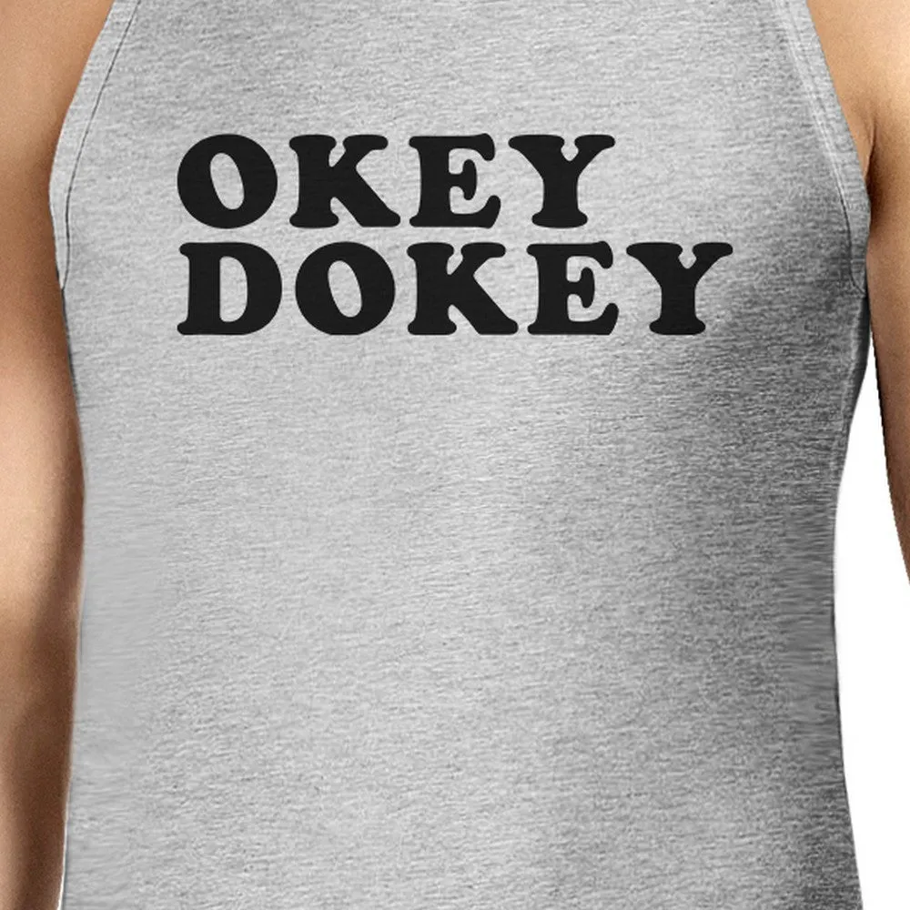 Okey Dokey Mens Grey Cotton Tank Top Unique Design Sleeveless Shirt