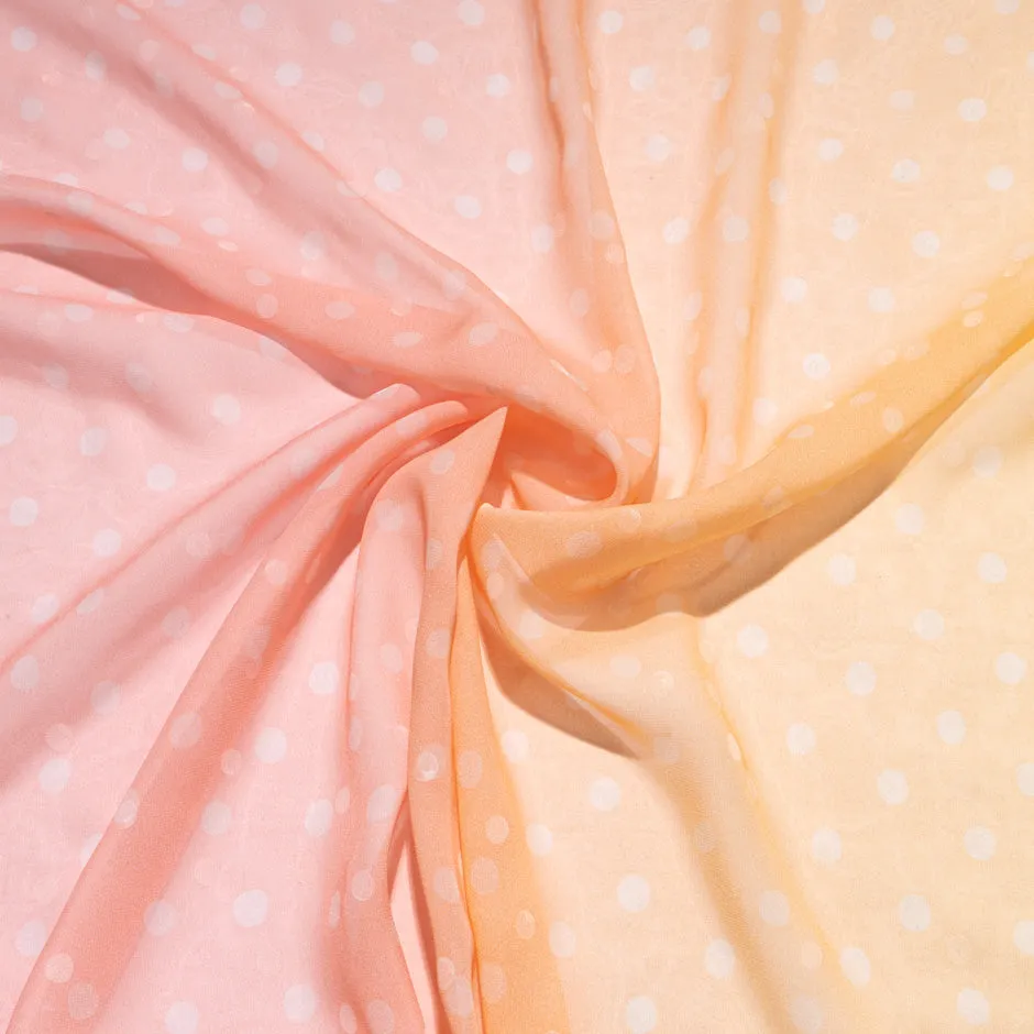 Pink to Peach Ombré Spot Vision Printed Silk Georgette