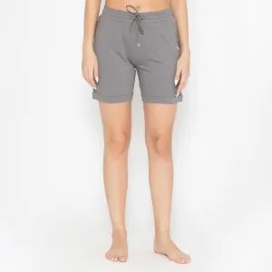 Plain Knitted Shorts For Women - Charcoal Grey