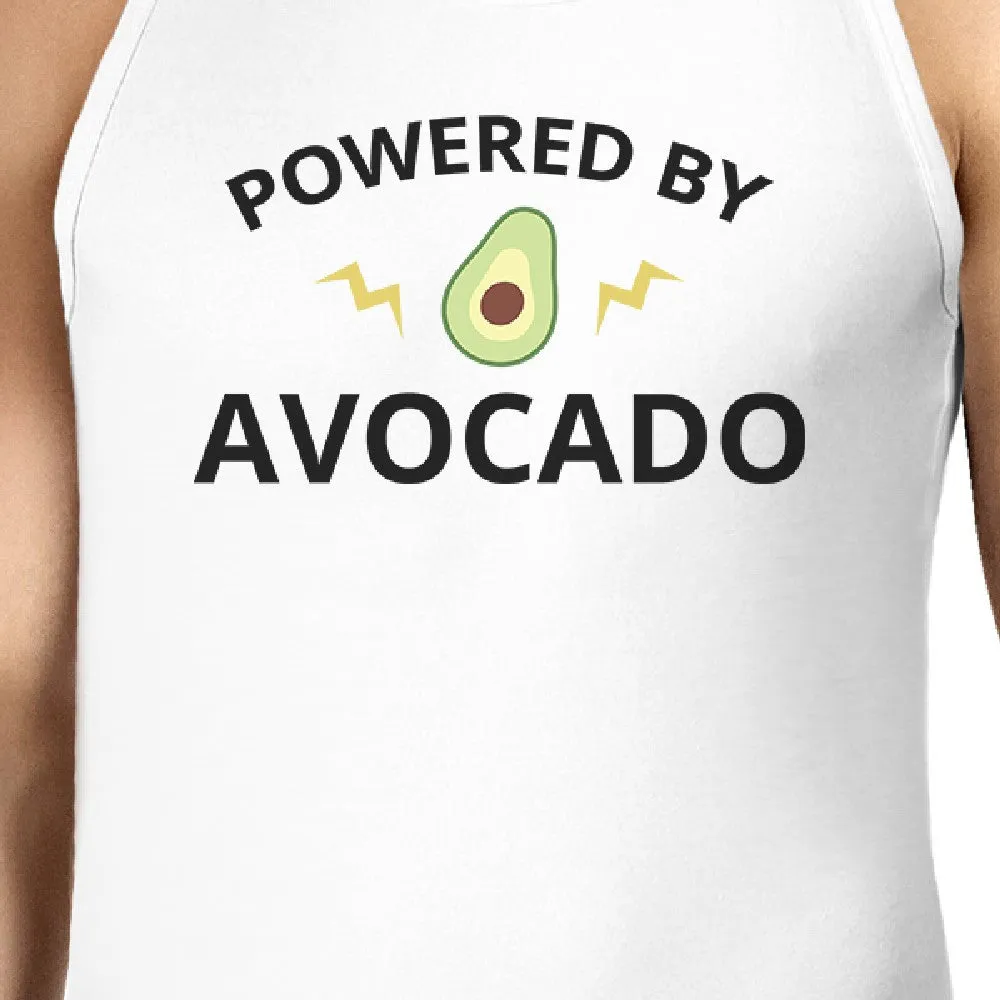 Powered By Avocado Men's White Tank Top Gift For For Avocado Lovers