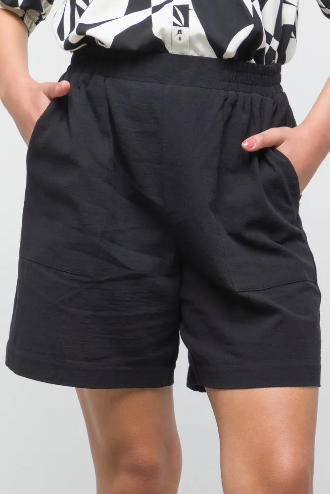 Pull-On Cotton Short Black