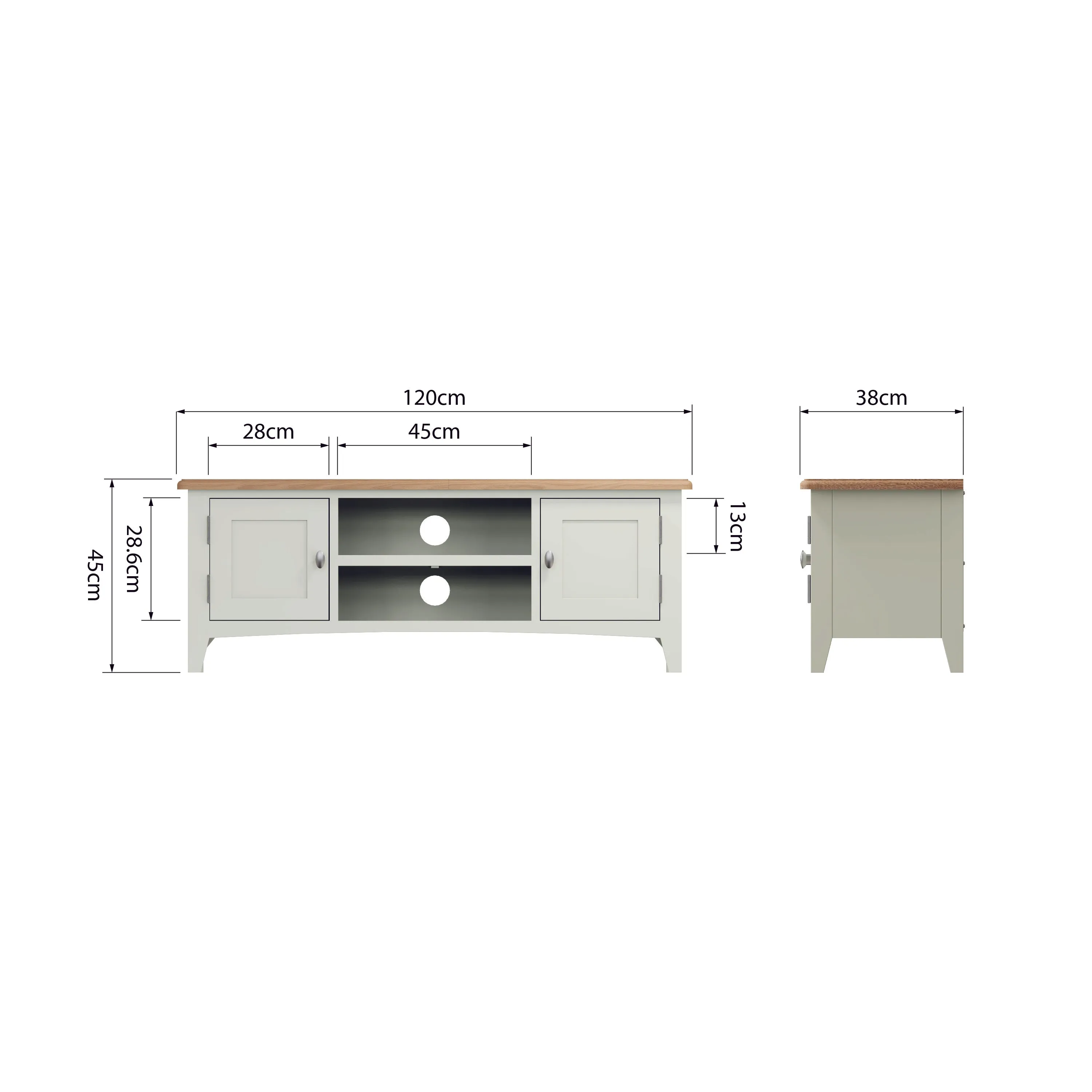 Salisbury Pure White TV Unit Large 120 x 38 x 45 cm