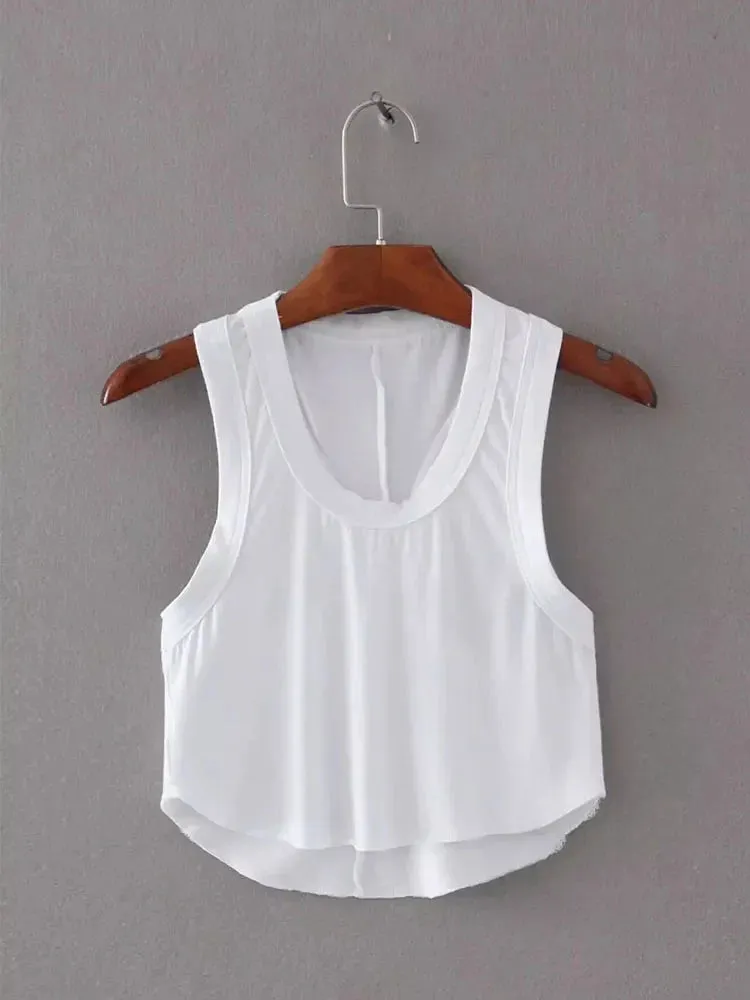 Scoop Neck Cotton Crop Top