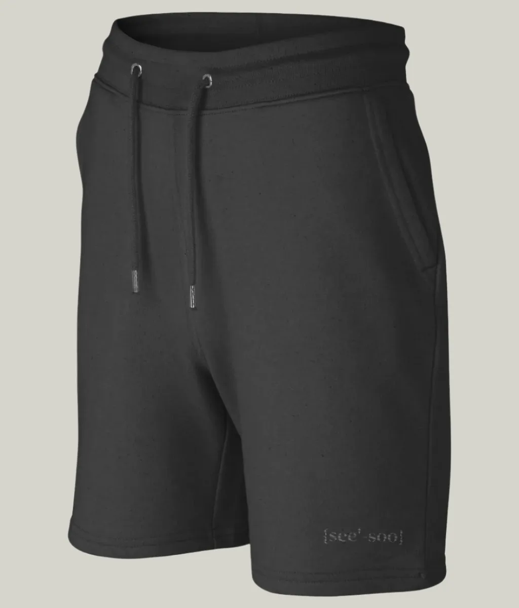 See'-soo "Classic" Cotton Jogger Shorts, Black