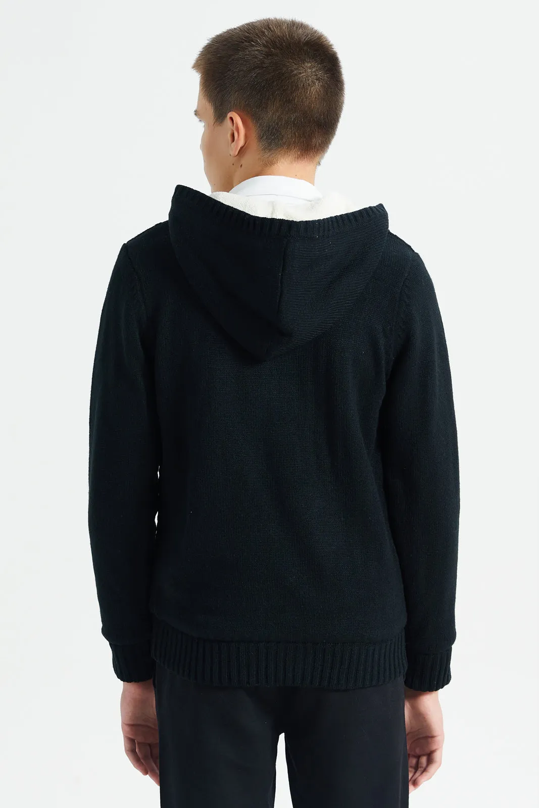 Senior Boys Black Knitted Cardigan