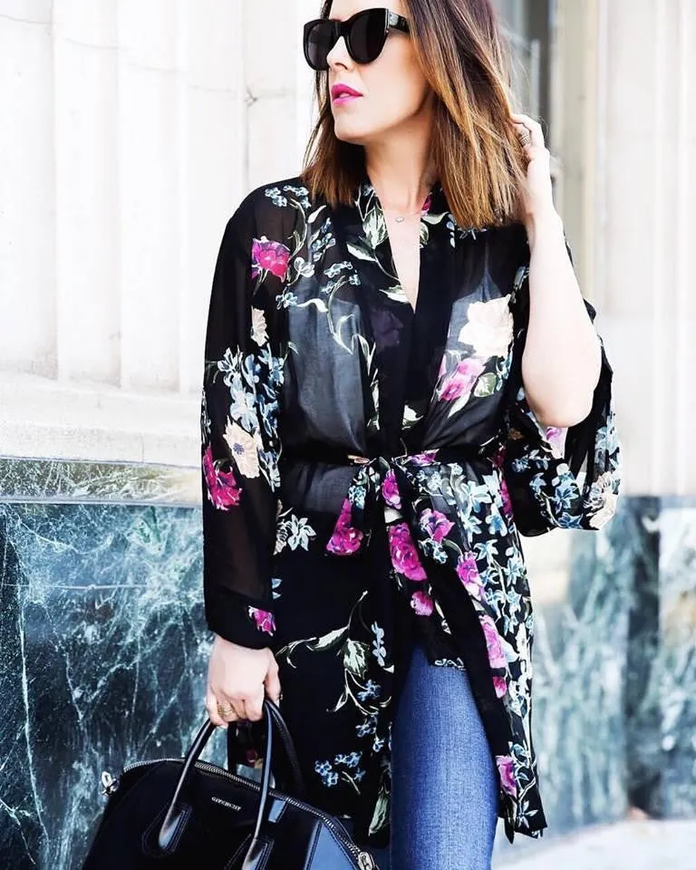 Sheer Dark Floral Robe