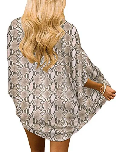 sumtaplor Women's Floral Kimono Cardigans Chiffon Casual Loose Open Front Cover Ups Tops Deep Pink S