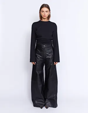 THE MARCELLE LEATHER WIDE LEG PANT | BLACK