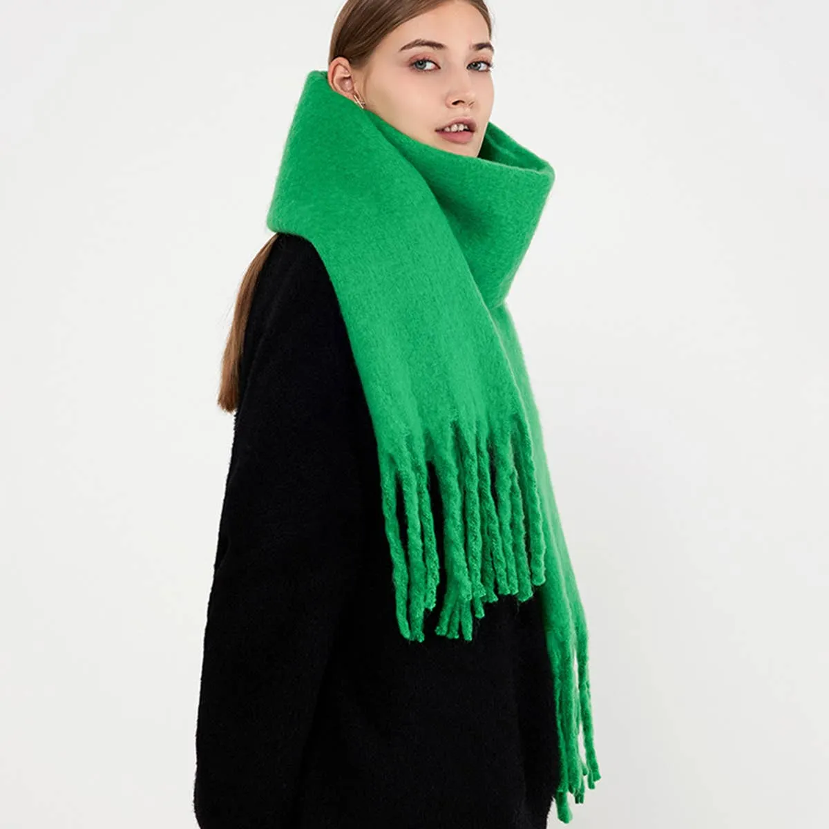 Thick Mohair Scarf - Green