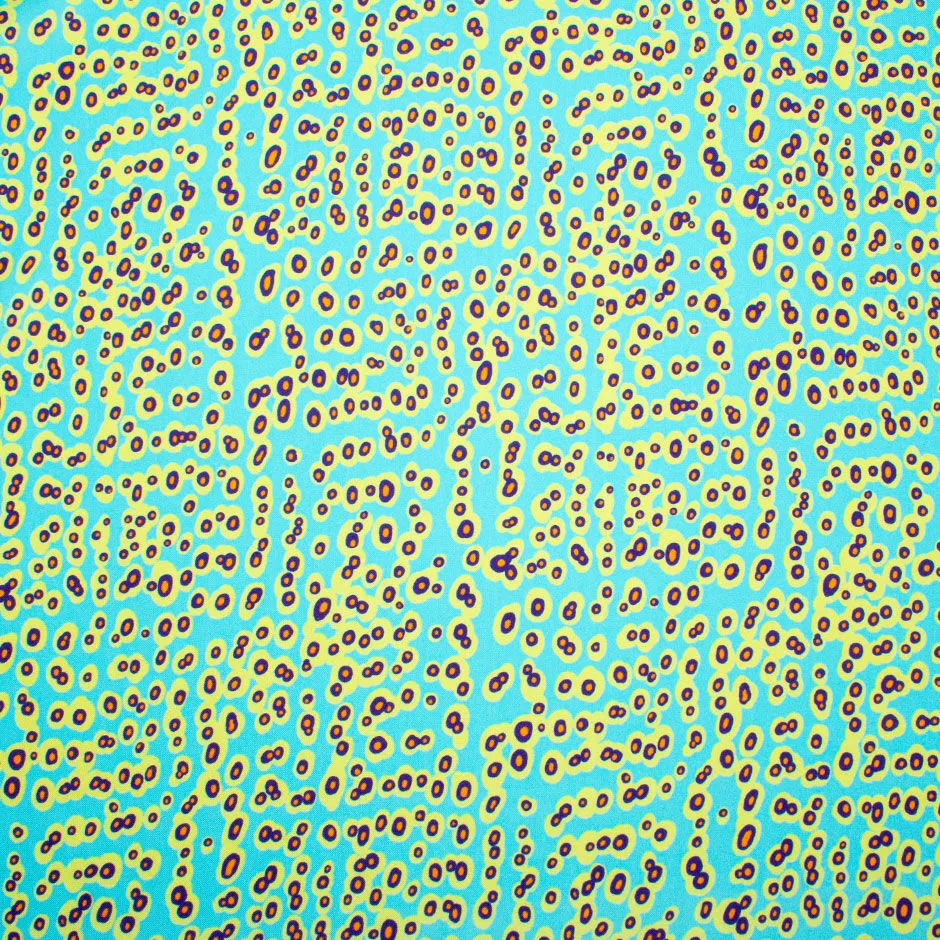 Turquoise, Lime & Blue Spot Printed Pure Silk Twill