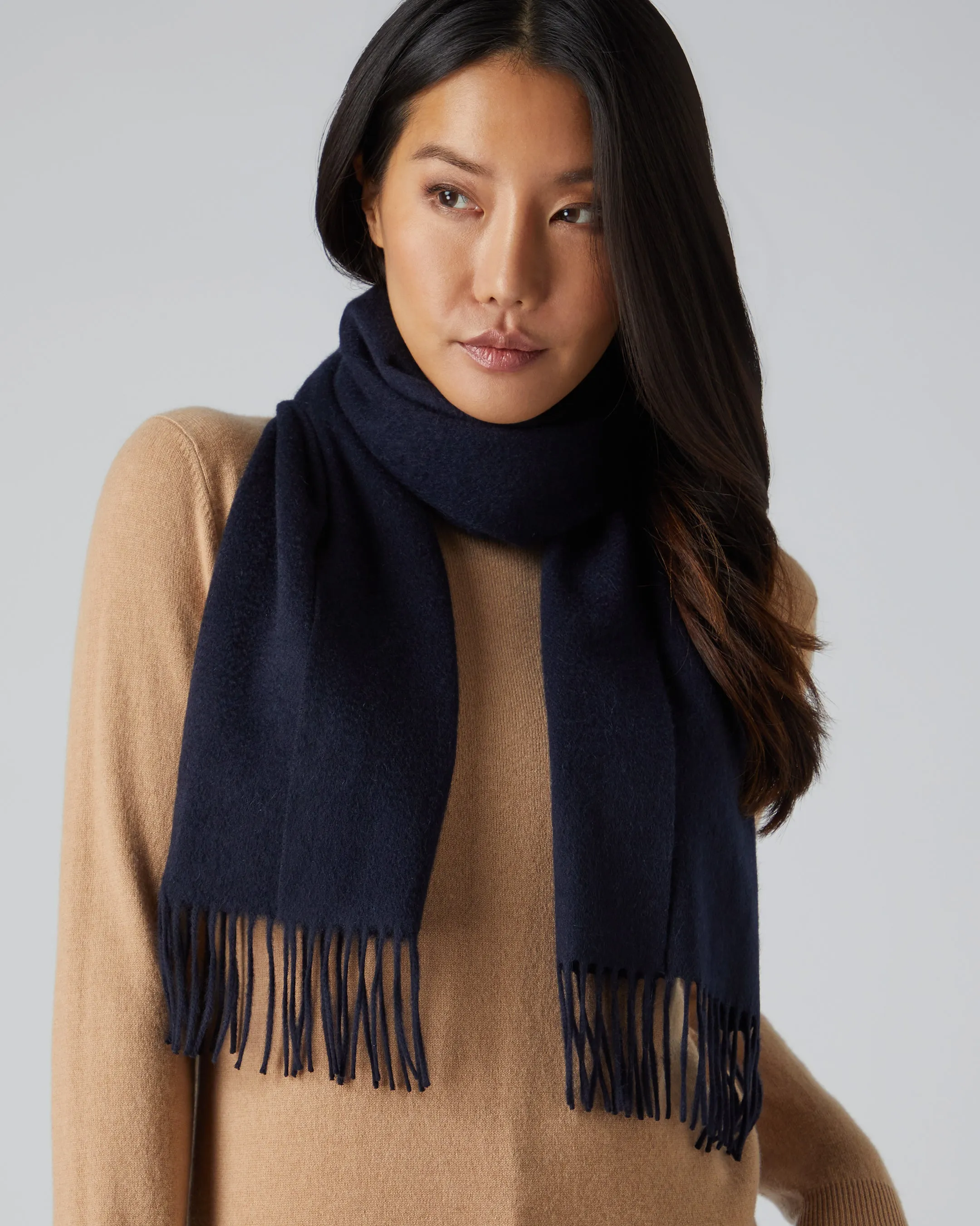 Unisex Woven Cashmere Scarf Navy Blue