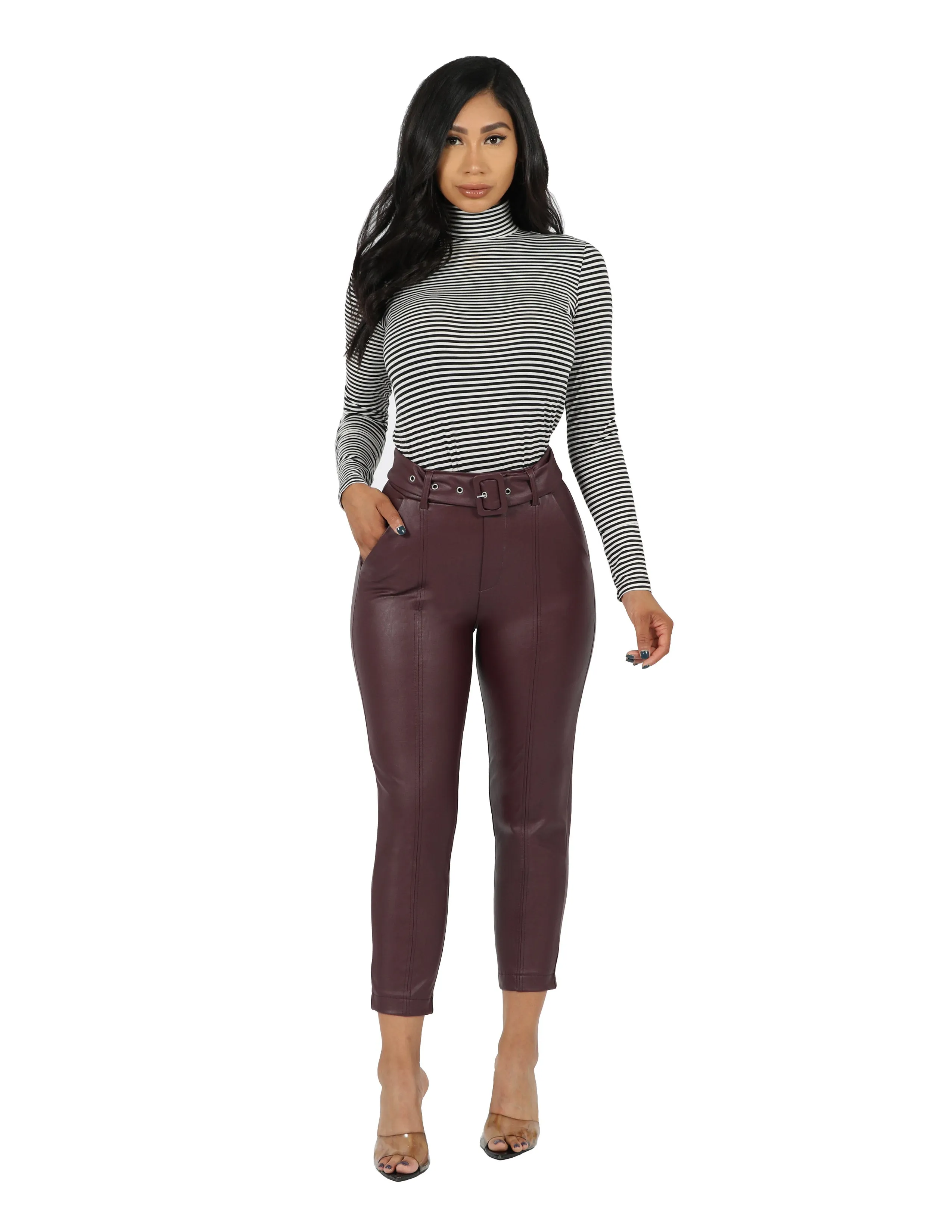 Vegan Pull On Self Belted Trouser Pant