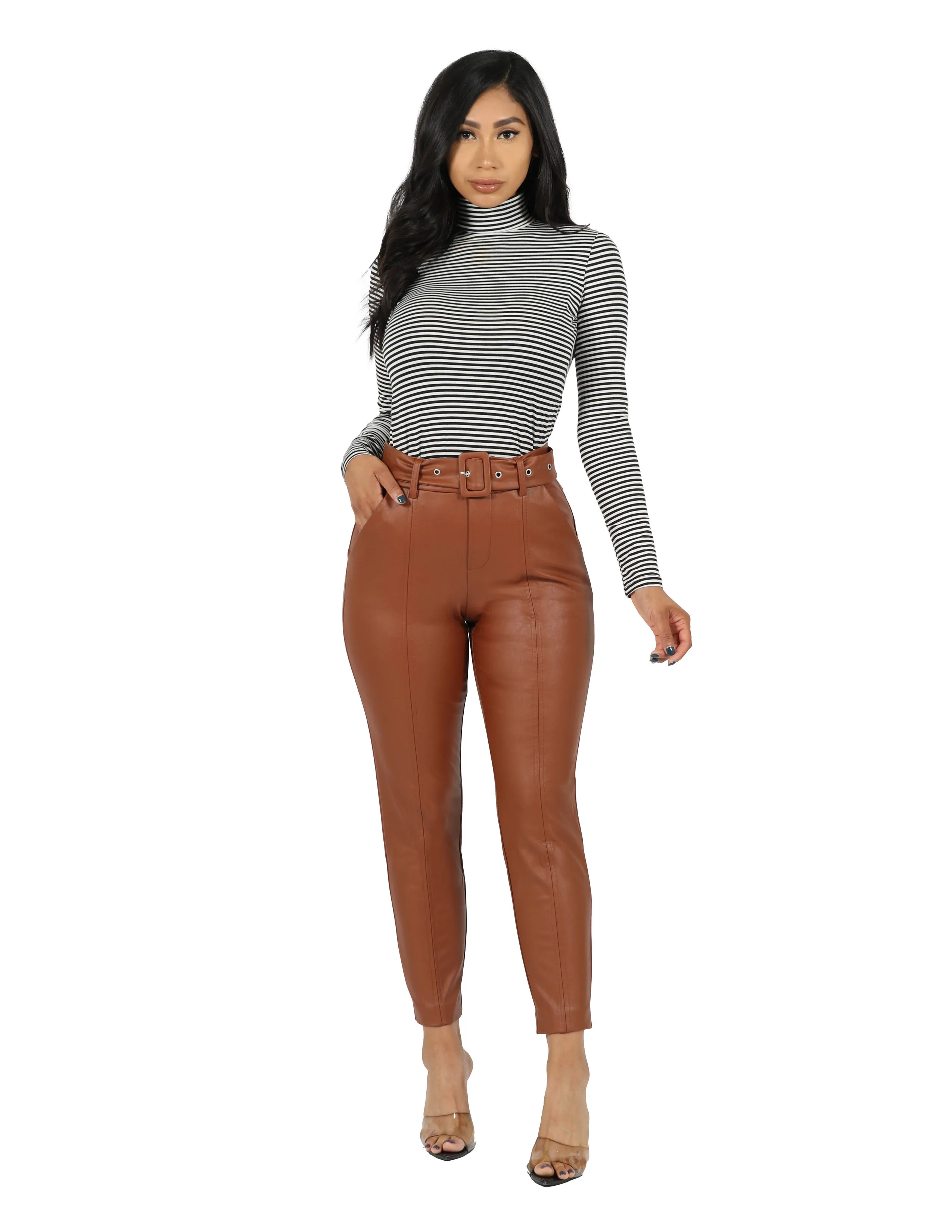 Vegan Pull On Self Belted Trouser Pant