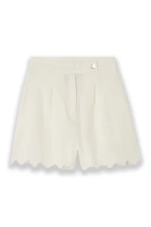 Walt Scalloped Cotton and Linen-blend Shorts