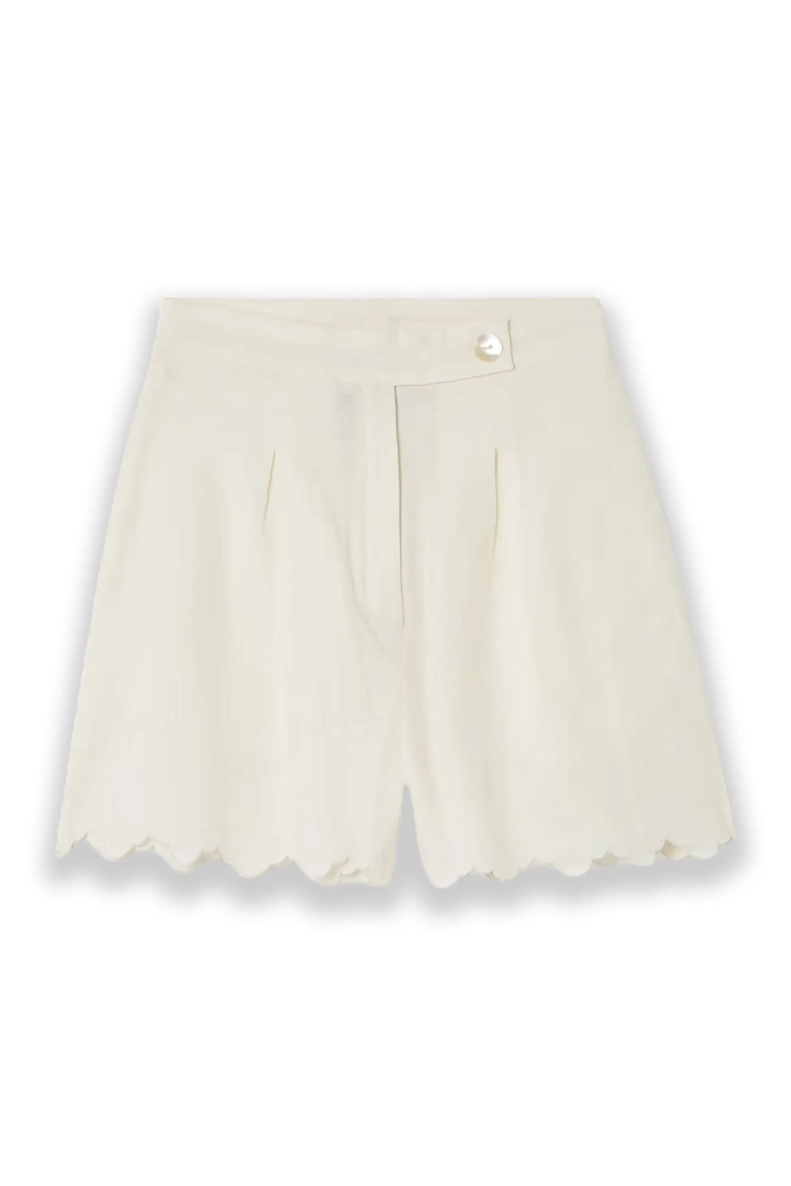 Walt Scalloped Cotton and Linen-blend Shorts