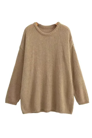 'Wendy' Round Neck Knitted Loose Pullover Sweater (4 Colors)