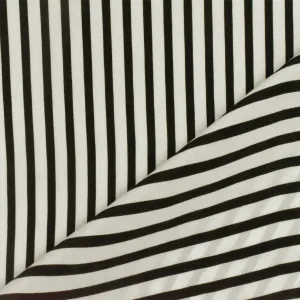 Whisper Ivory-Black Stripe Printed Silk Faille Fabric