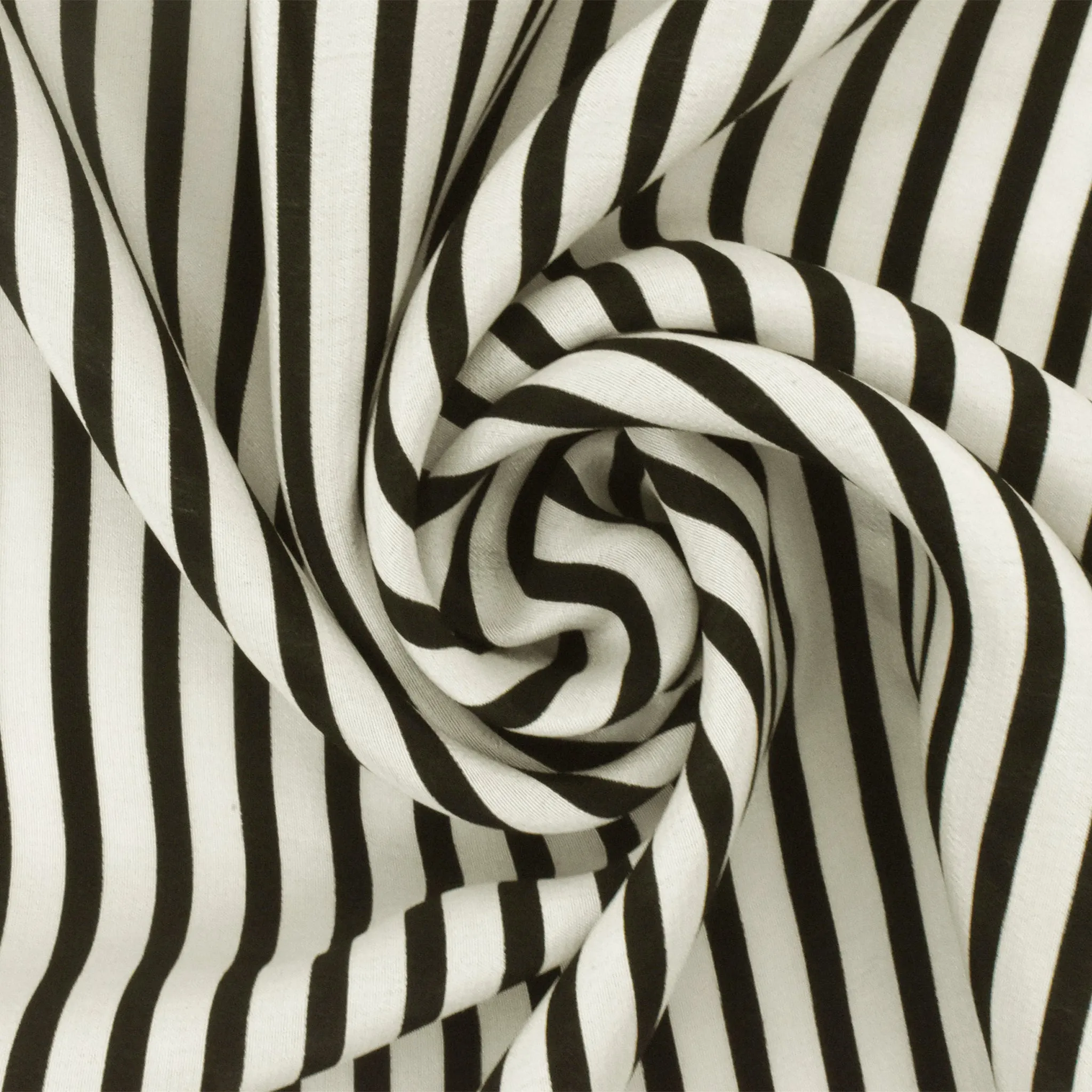 Whisper Ivory-Black Stripe Printed Silk Faille Fabric