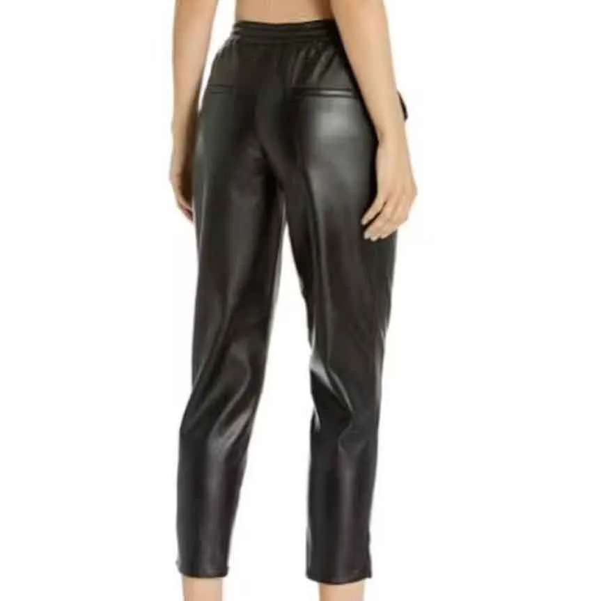 Women Black Leather Pant