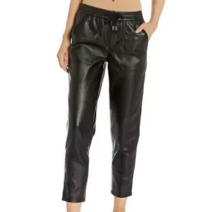 Women Black Leather Pant