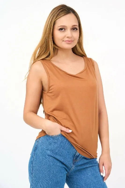 Women's Vests in Camel Color