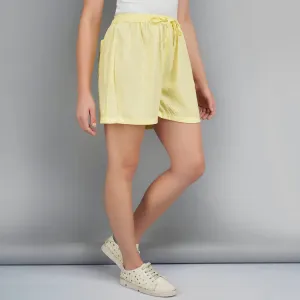 Yellow Dobby Cotton Shorts