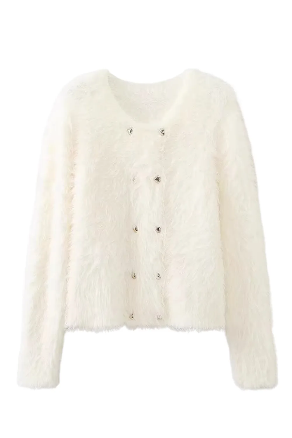 'Zadie' Fuzzy Round Neck Knitted Cardigan (4 Colors)